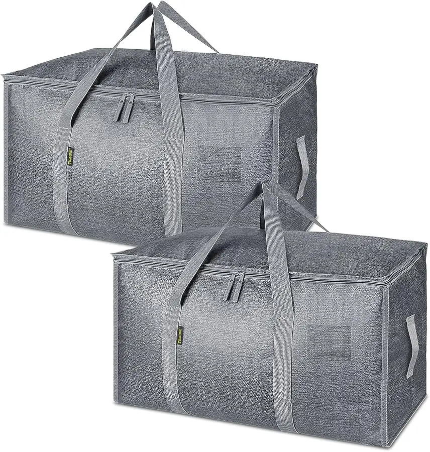 

2-Pack Oversized Moving Bags with Reinforced Handles, Heavy-Duty Storage Tote for Clothes, Moving Supplies (Winter Grey, 2-Pack)