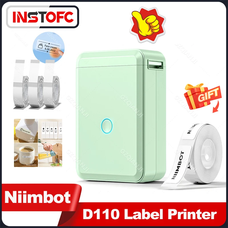 Niimbot D110 Portable Label Maker Bluetooth Newest Mini Pocket Thermal Printer Included Multiple Templates for Phone Office Home