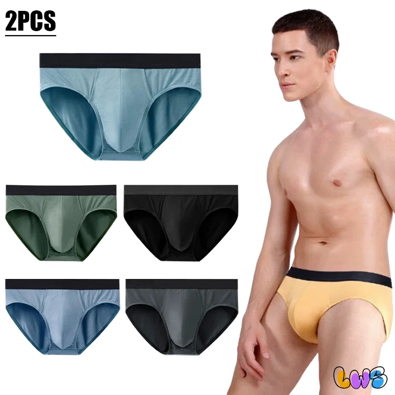 

2pcs 60S Men's Briefs 7A Soft Modal Male Panties Cozy Elastic Male Underpants Shorts Grade Antibacterial Crotch Sexy Underwear