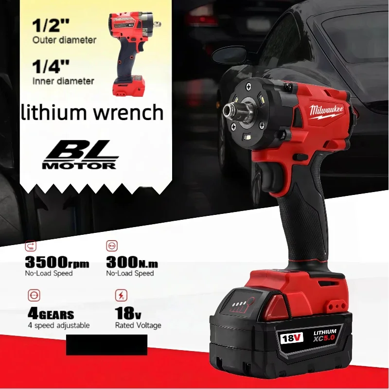 

Milwaukee Brushless Impact Driver 1/2 Brushless Impact Drill Car Truck Repair Screwdriver Tools Comes Tool