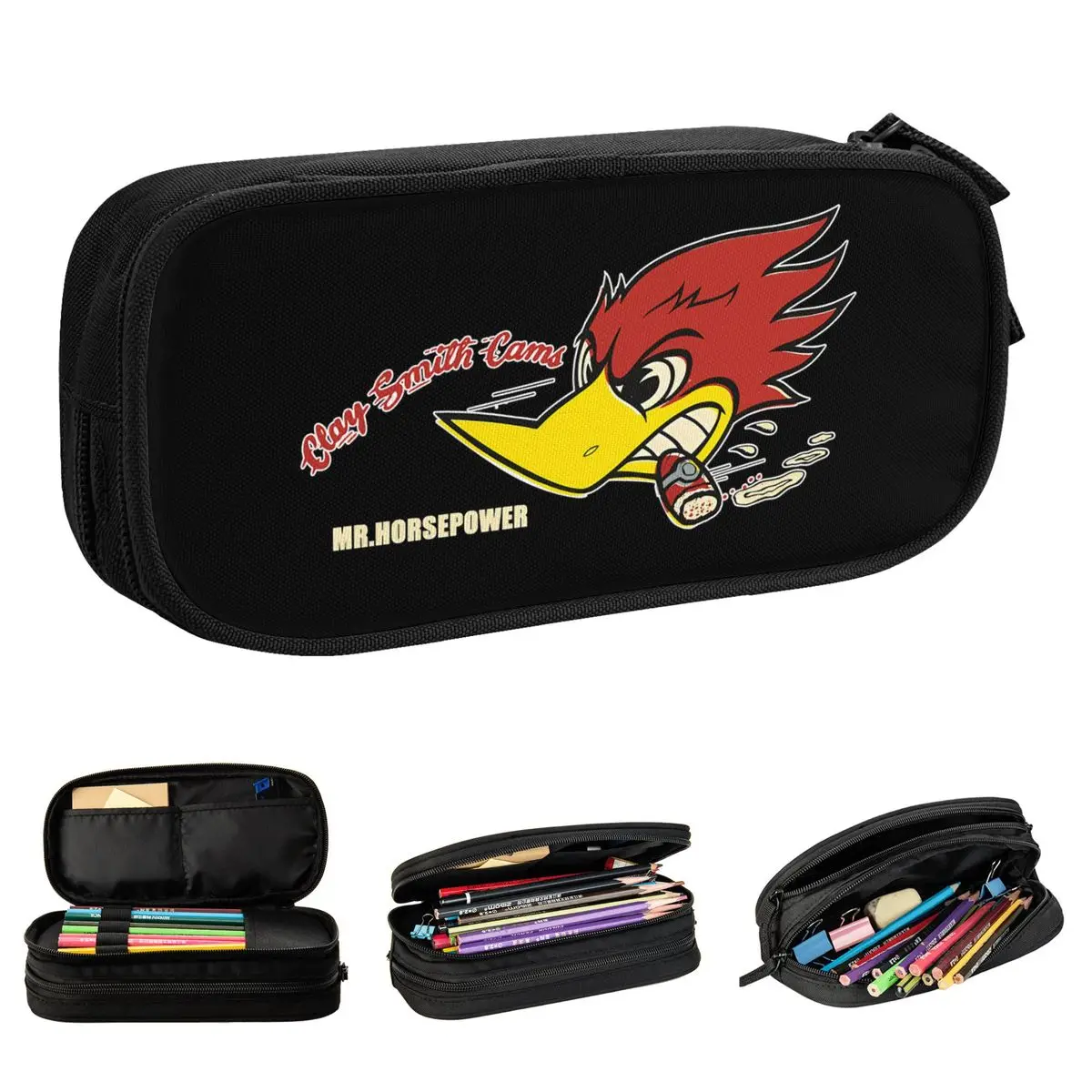 Fun Clay Smith Cams Pencil Case, Racing Car Pencil Pouch, Pen Box para Estudante, Saco de grande capacidade, Material Escolar, Papelaria Cosmética