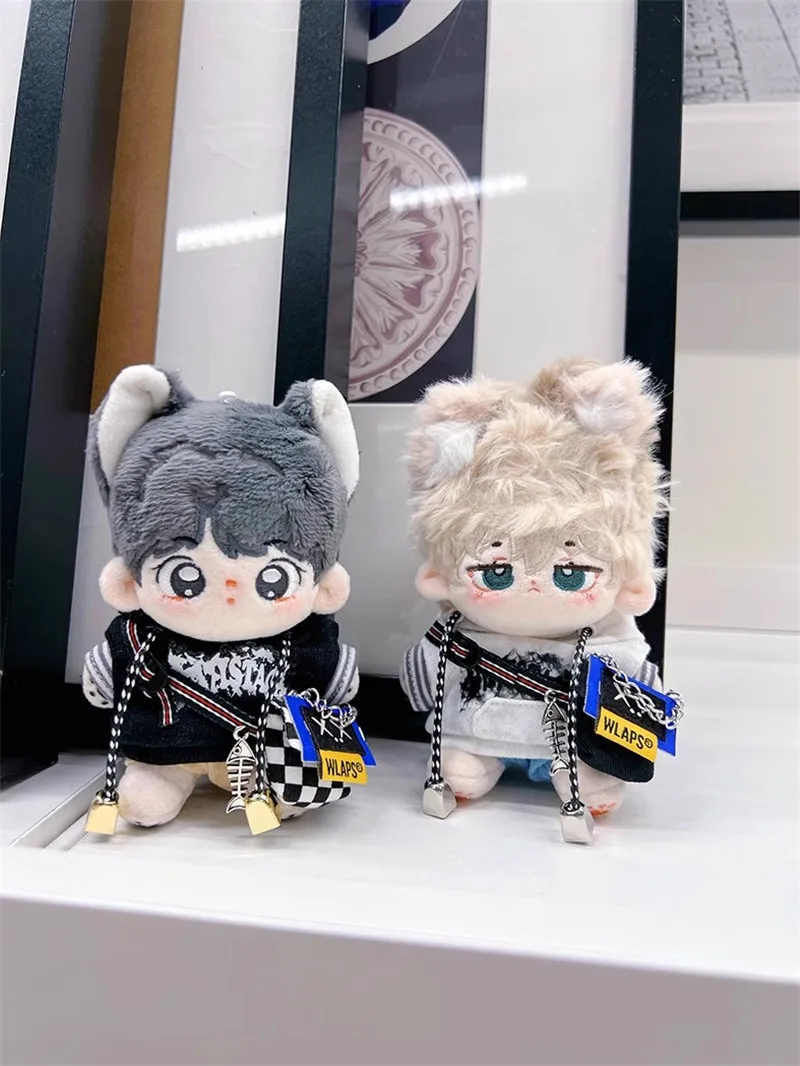 New 10cm Doll Clothes Black and White 4pcs/set 6pcs/set Wax dyeing Hoodies Elastic Shorts for 10cm Korea Kpop EXO Idol Doll