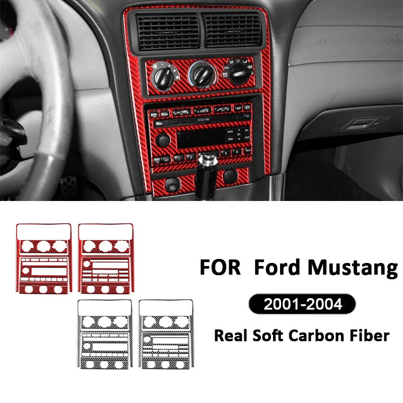 

For Ford Mustang 2001-2004 Accessories Carbon Fiber Central Control Multimedia Air conditioning Control Panel Decoration Sticker