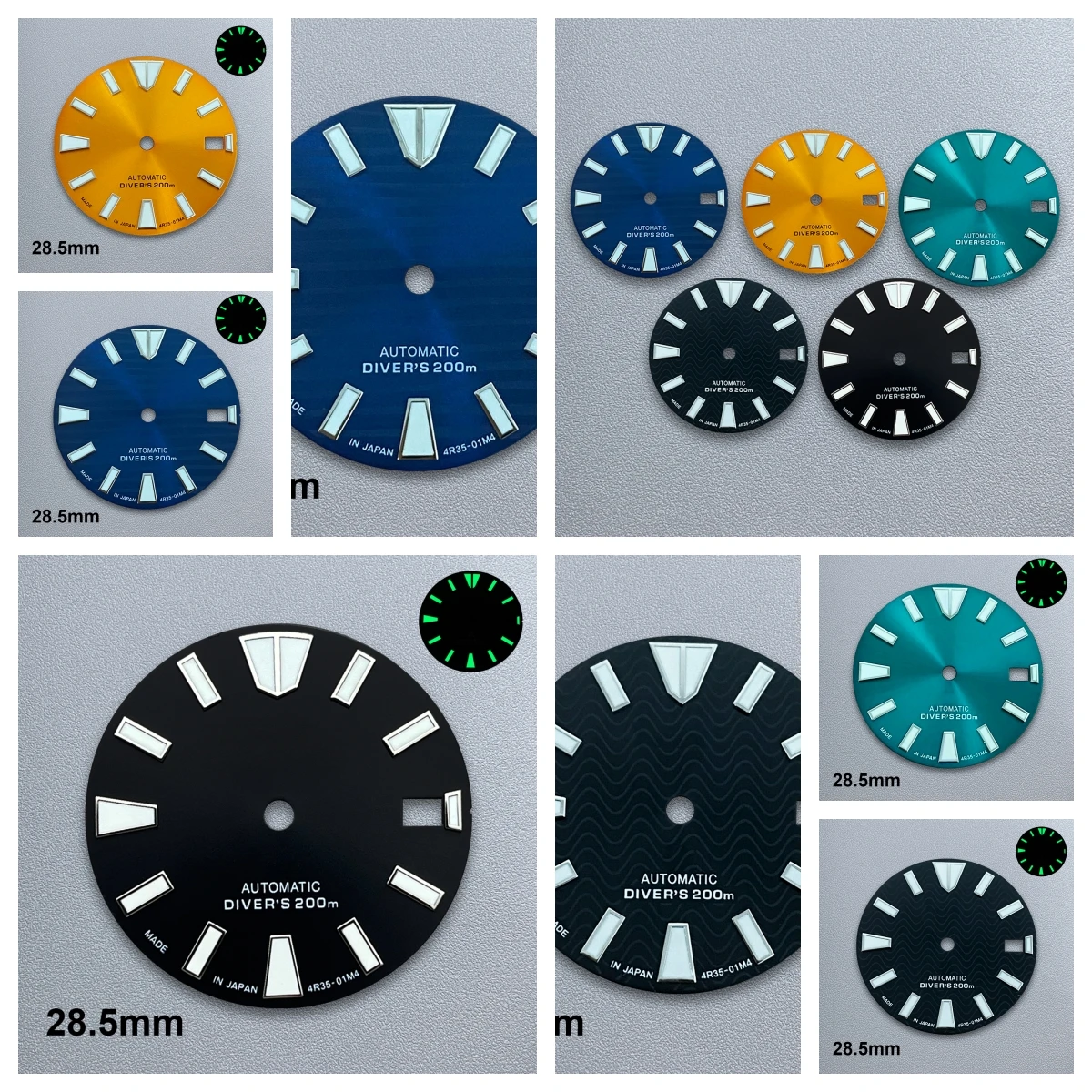 

28.5mm S Logo Dial Suitable For NH35/NH36 Japanese Movement C3 Green Luminous Wave High Quality Watches Modified Accessories