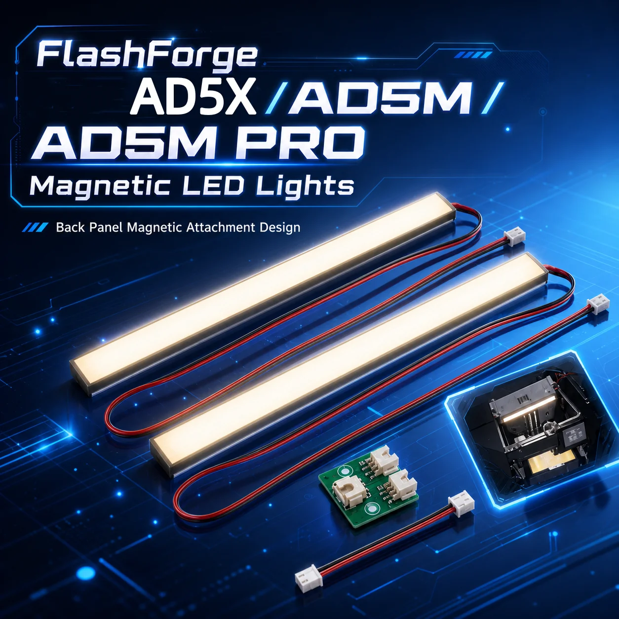 For Flashforge AD5M PRO Lamp Magnetic LED Lights AD5X AD5M LED Light Kit 24V Lighting Strip For Adventurer 5M 3D Printer Parts