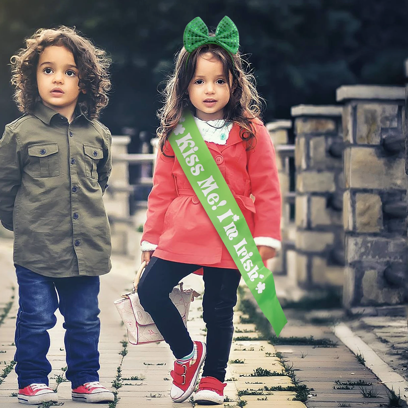 

1 set 1 Set Shamrock Earrings Saint Patrick'S Day Costume Festival Outfit Hair Hoop Skirt Shoulder Strap Party Decorations