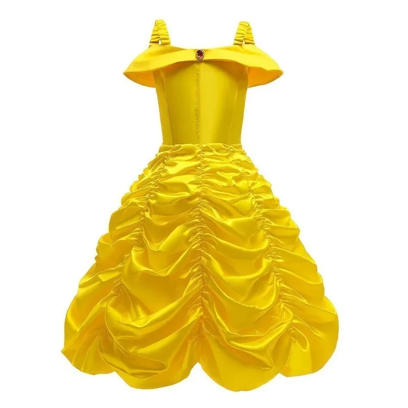 Vestido de Princesa Bela e Fera da Menina, Fantasia Cosplay, Belle, Bonita, Amarelo, Luxo, Vestido de Baile, Roupas Infantes Crianças