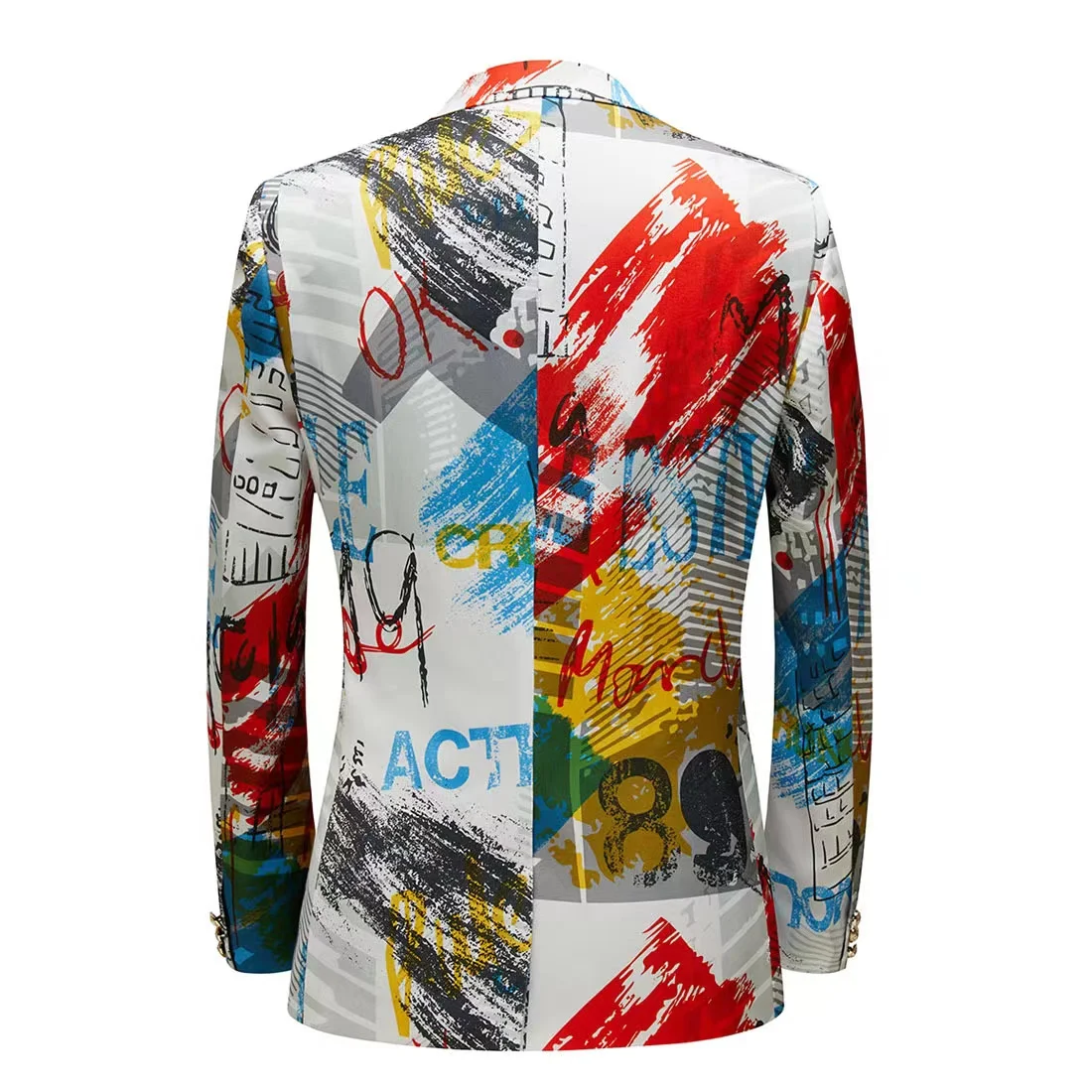 Personalized New Fashionable Men's Printed Graffiti Suit Coats Casual Jacket Singer Host Bar Nightclub  Party Club Stage Clothes