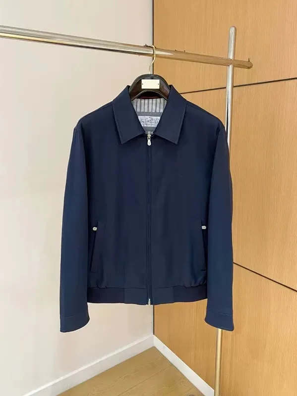 

Итальянская роскошная деловая повседневная мужская куртка с отложным воротником на весну и осень, простая верхняя одежда со стойкой, бренд MHTO