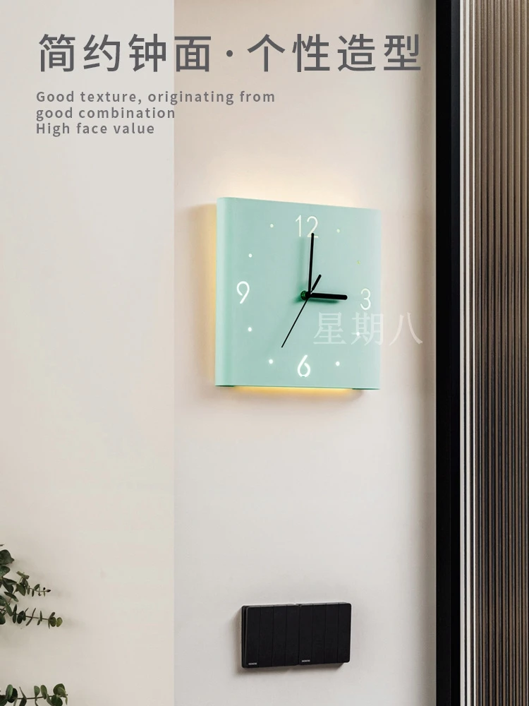 

Modern and minimalist living room, dining room, hallway, bedroom, personalized hole free induction, luminous, silent wall clock,