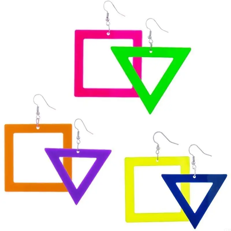  Pack of 3 Light Topological Acrylic Earrings for Party Parties Streak Star Drop Designs