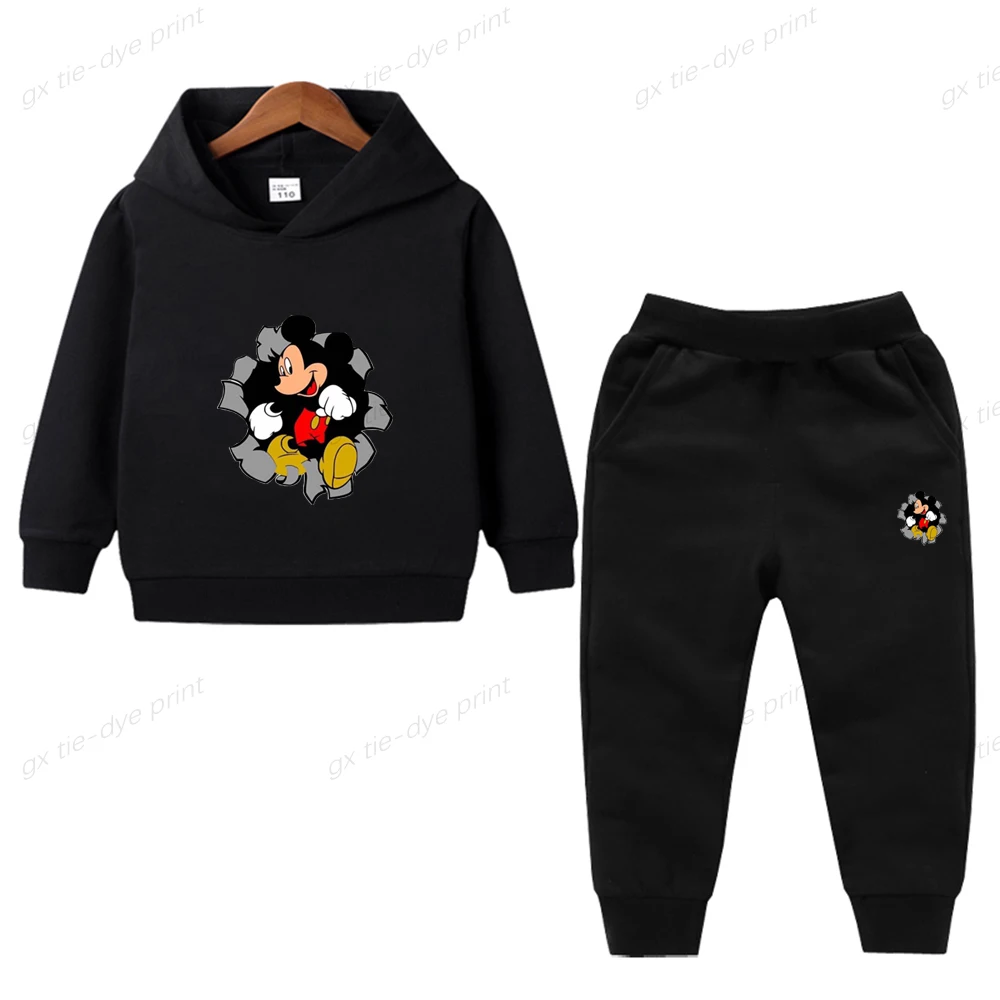 Spring Autumn Mickey Mouse 2pcs sets Baby Boys Girls Clothes Hoodie + Pants Kids Sport Suit Minnie Mickey Sweatshirts Sport Suit