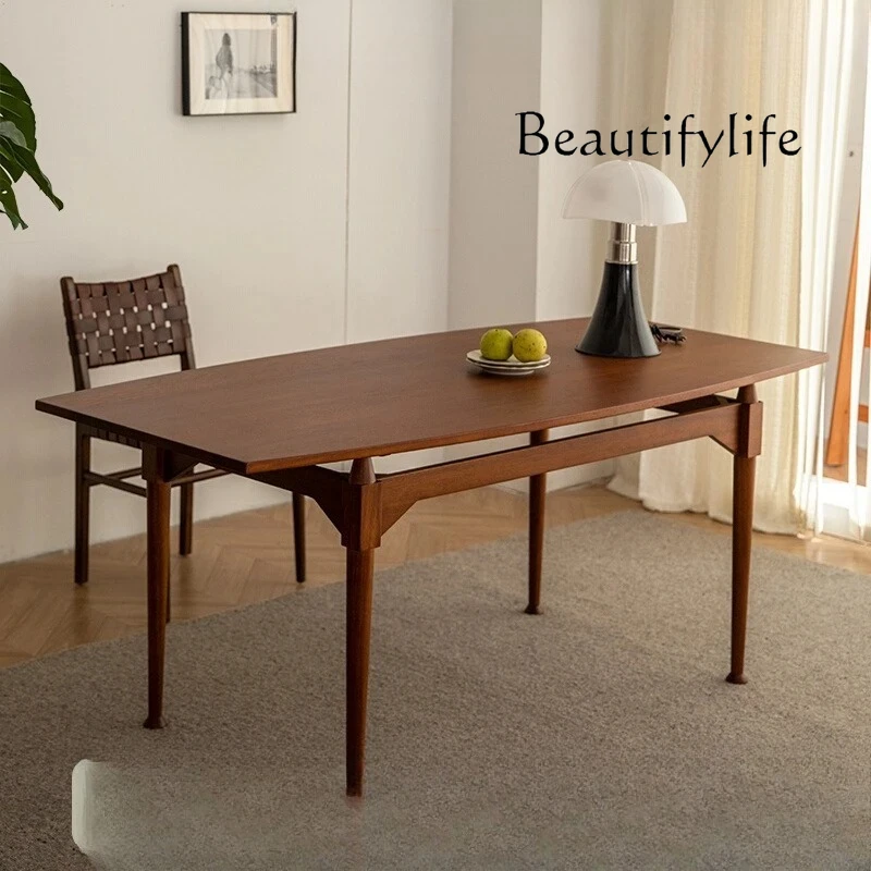

Retro teak rectangular solid wood dining table