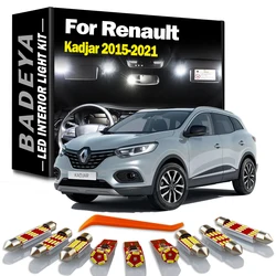 BADEYA 14Pcs For Renault Kadjar 2015 2016 2017 2018 2019 2020 2021 LED Interior Map Dome Trunk Light Kit Car License Plate Bulbs