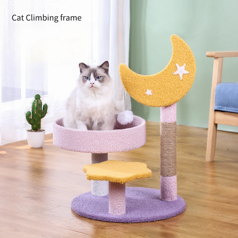 

Sisal Rope Cat Tree Cat Climbing Tree with Condo and Perches Cats Tree for Small Apartments Stable Cat Tower Cats Scratch Board