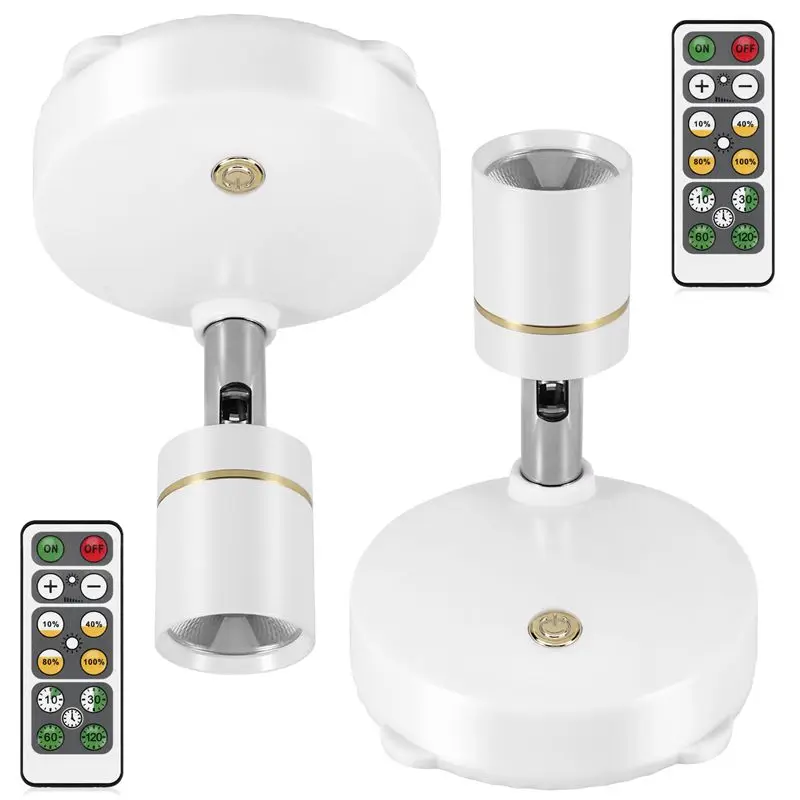A27F-Wireless Spot Lights Battery Operated Accent Lights Indoor Dimmable LED Spotlight Anywhere Rotatable Wall Light(2 Pack)