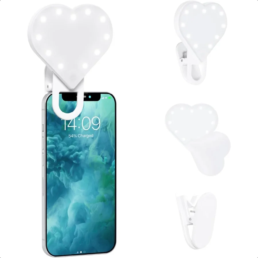 

RIKI LOVES RIKI Sweetheart ClipOn LED Makeup Mirror Selfie Light Portable Phone Light Clip for Perfect Selfies Makeup Tutorials