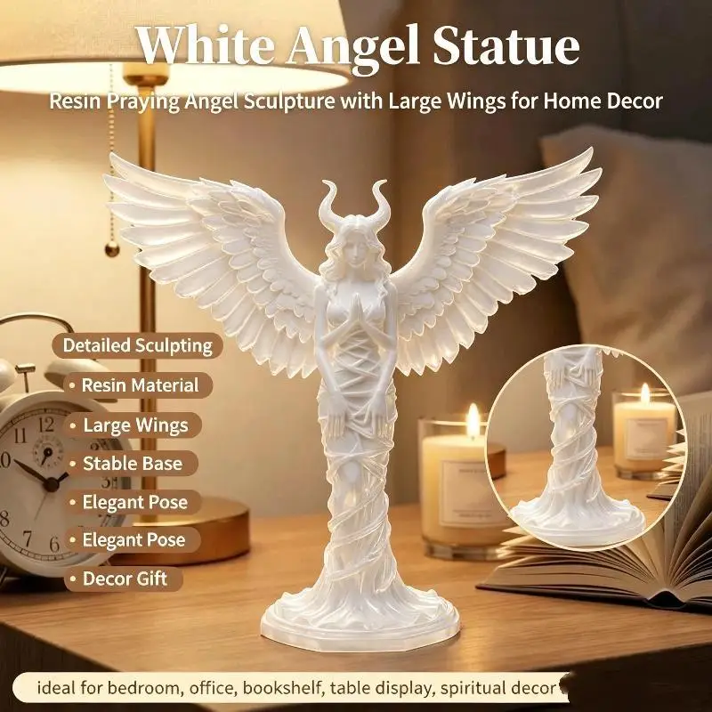 Durable Decorative Sculptures Devil Angel Ornaments Demon Angel Statue with 3d Printed Wings Matte Texture Fall-resistant