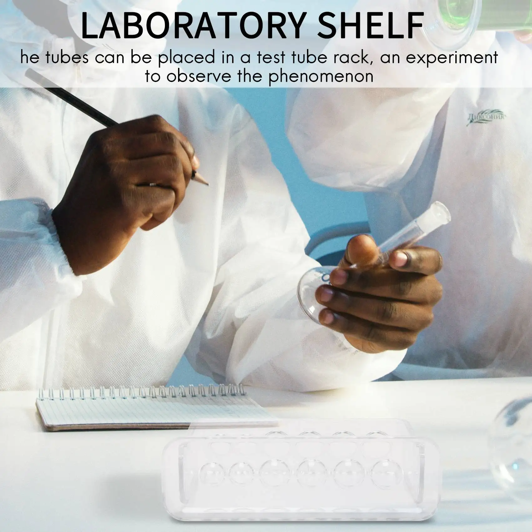 Plastic Clear Test Tube Rack 6 Holes Stand Lab Test Tube Stand Shelf School Supply Lab Equipment 16.7X8X3 Cm