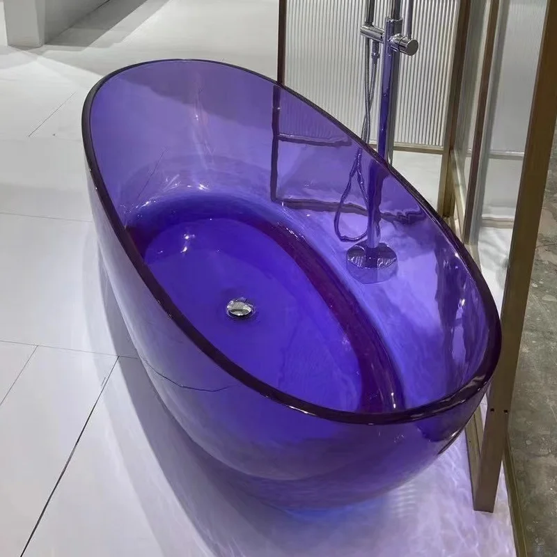 Use of easy-to-clean adult portable bathroom tub with freestanding clear tub