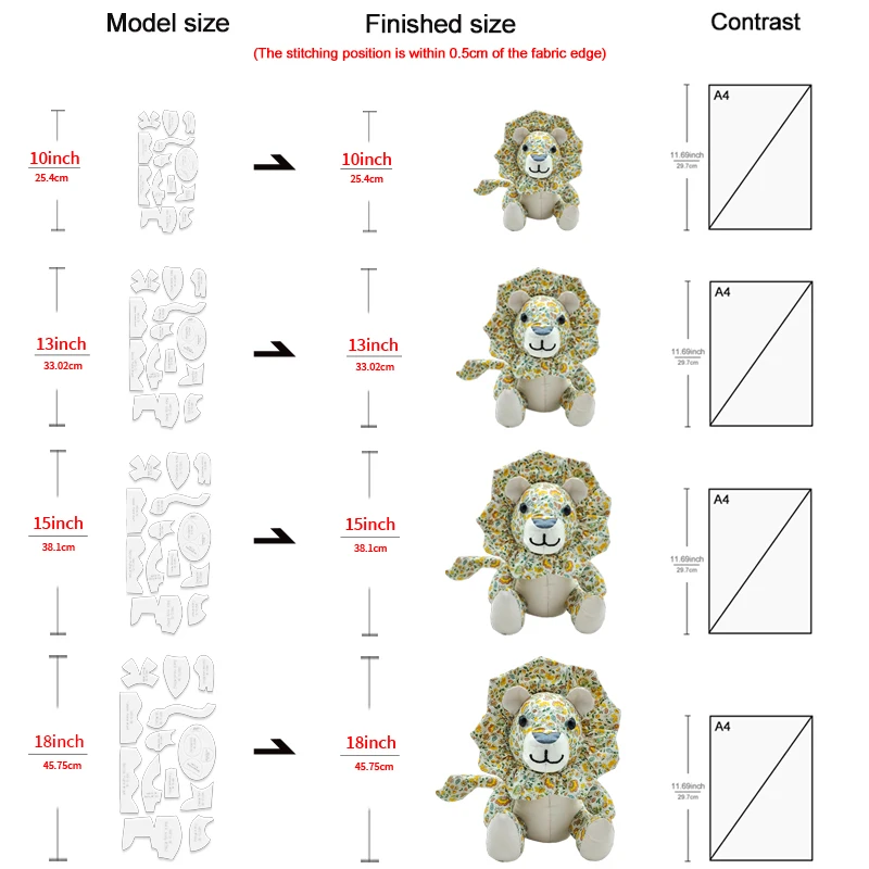 Lion/Bear Pattern Dual Purpose Template for Doll Making