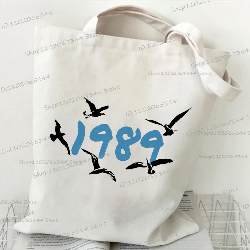 1989 Letter Print Vintage Women's Handbags Trendy Music Tour Shopping Bag T.S Born 1989 Graphic Music Concert Men Shoulder Bag