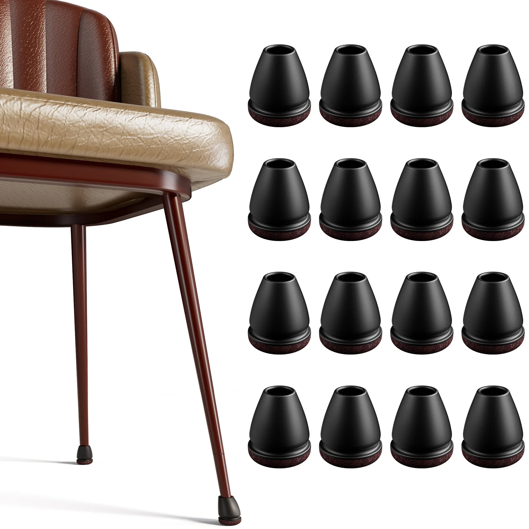 16PCS Stoelpoot Vloerbeschermers voor Hardhouten Vloeren Siliconen Vilt Meubelvoeten Pad om Houten Stoelpootdop te beschermen Geluid verminderen