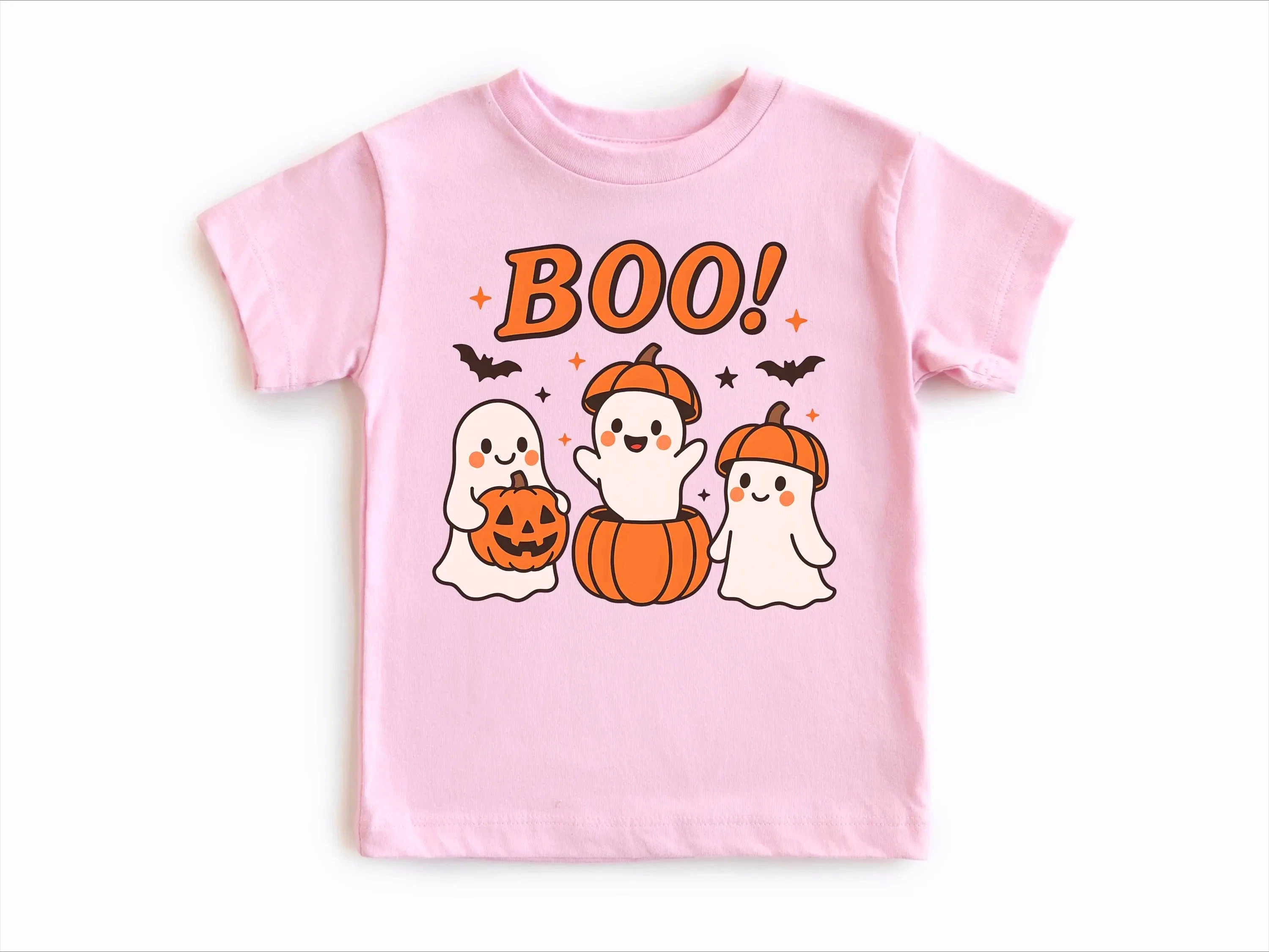 

Детская футболка с милым принтом Ghost Boo на Хэллоуин и тыквой, детская летняя рубашка для девочек и мальчиков, повседневные топы, одежда с круглым вырезом
