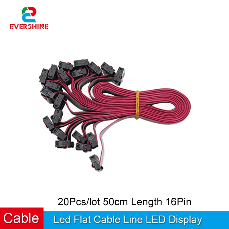 20Pcs/Lot 50cm 16Pin LED Display Flat Ribbon Data Cable LED Module Signal Connection Wire With Lock Connector Wholesale