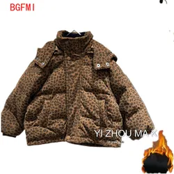 Kid Girls Winter Coat Kids Clothes Boys Warm Hooded Outerwear Children Velvet Thick Leopard Print Jacket 2-10Y Corduroy Overalls