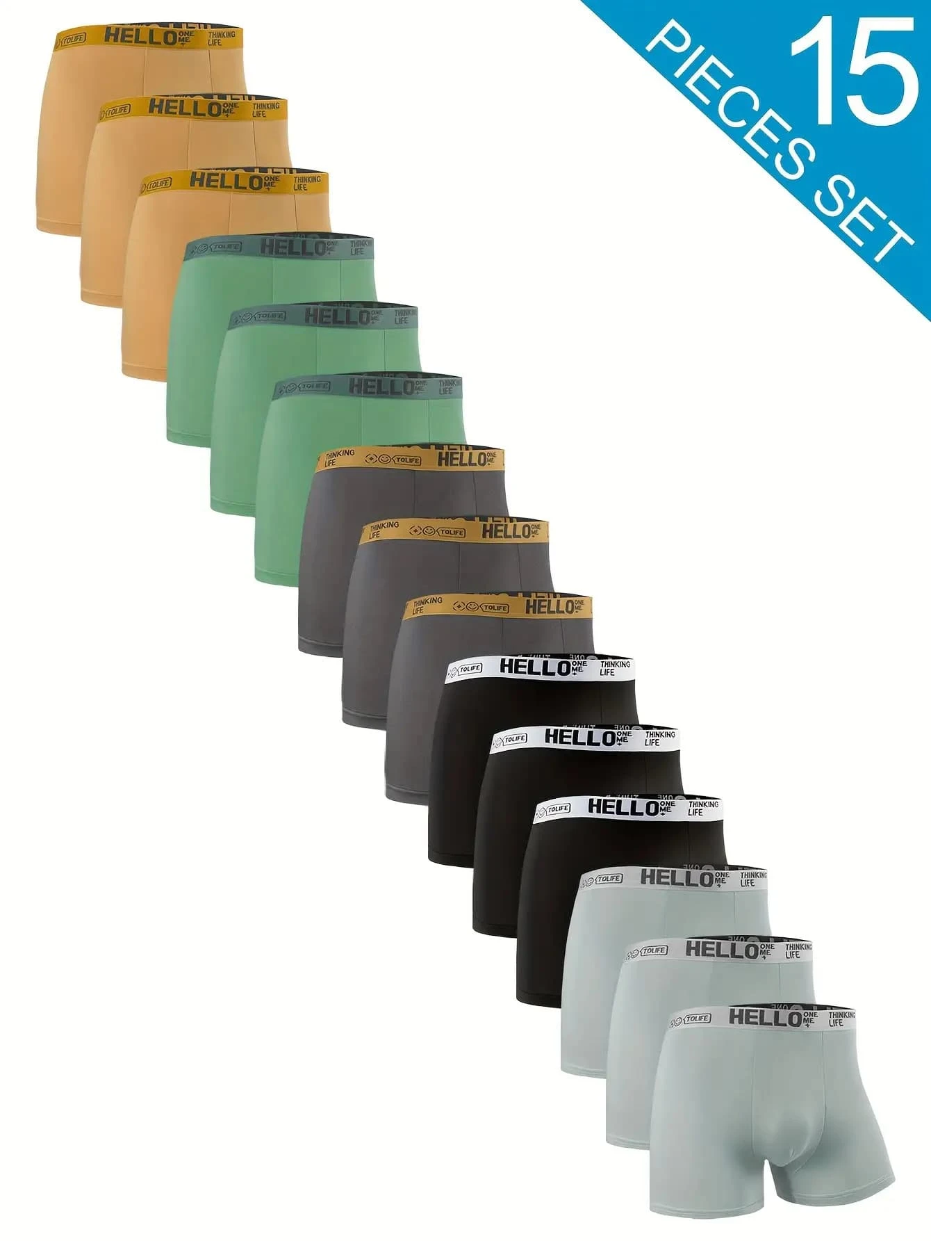 

Мужское нижнее белье, 15 шт., эластичные боксеры, повседневные модные мужские трусы больших размеров XS-XXL, дышащие, мягкие мужские трусы