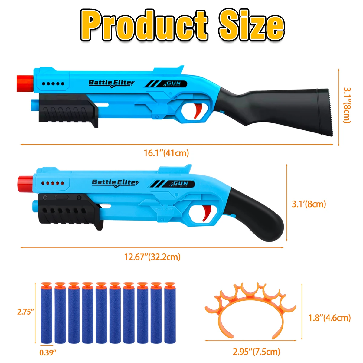Pistola per freccette in schiuma manuale per bambini all'aperto con doppi manici Munizioni sicure Soft Bullet Multi colori per bambini