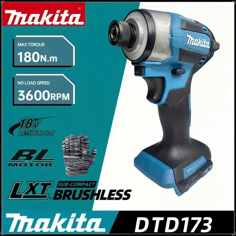 Makita DTD173 1800rpm 무선 임팩트 드라이버 180Nm 브러시리스 모터 전기 드릴 Makita 18V 용 목재/볼트/T 모드