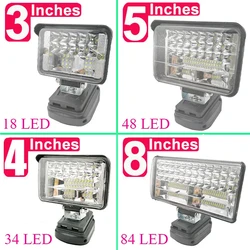 3/4/5/8Inch Led Light Portable Spotlights Cordless Outdoor Work Fishing Handheld Emergency Tool Light Fit 20v Makita Batteryt
