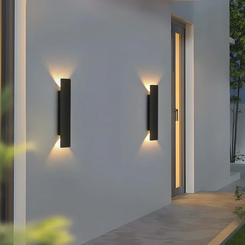 Wall Lamps Strip Aluminum Wall Lights 18W LED Black Wall Lamp Bedroom Exterior Outdoor Lighting Fixtures