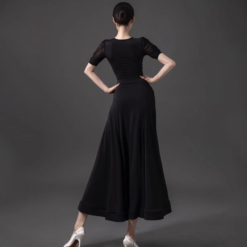 2023 Ballroom Dance Clothing For Women Modern Dance Top Fish Bone Half Skirt Split Set Waltz Latin Performance Dress DQS13644