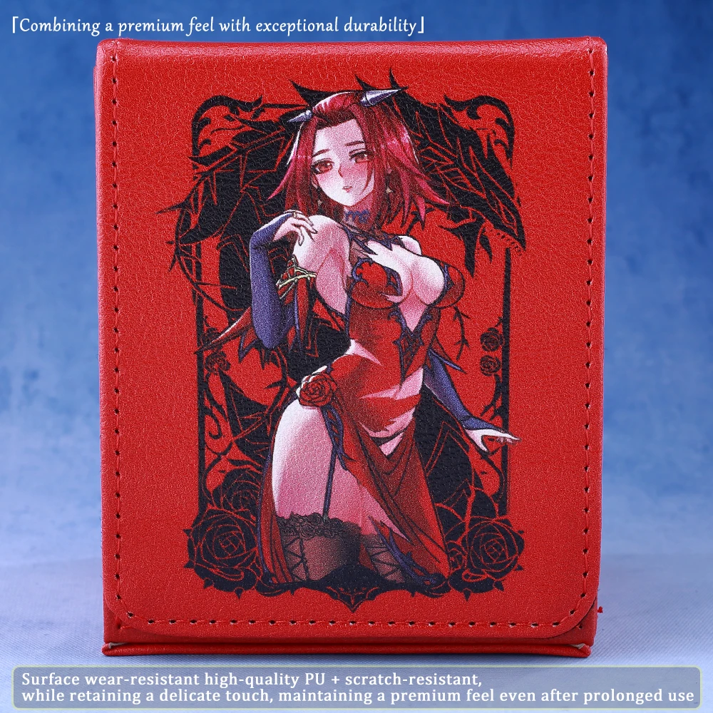 Zwarte rozendraak ​ Trading Card Storage Deck Box met etalage, biedt plaats aan 120+ kaarten, magnetisch PU voor YGO, PTCG, TCGMTG ​