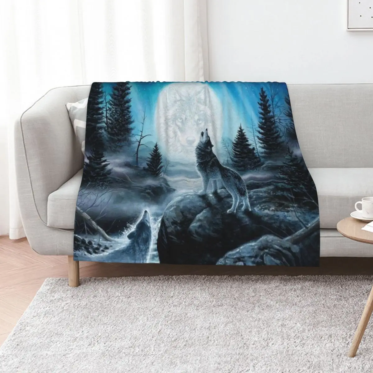 The song of the wolf at dusk Throw Blanket Men's Soft Warm Throw Blanket for Couch