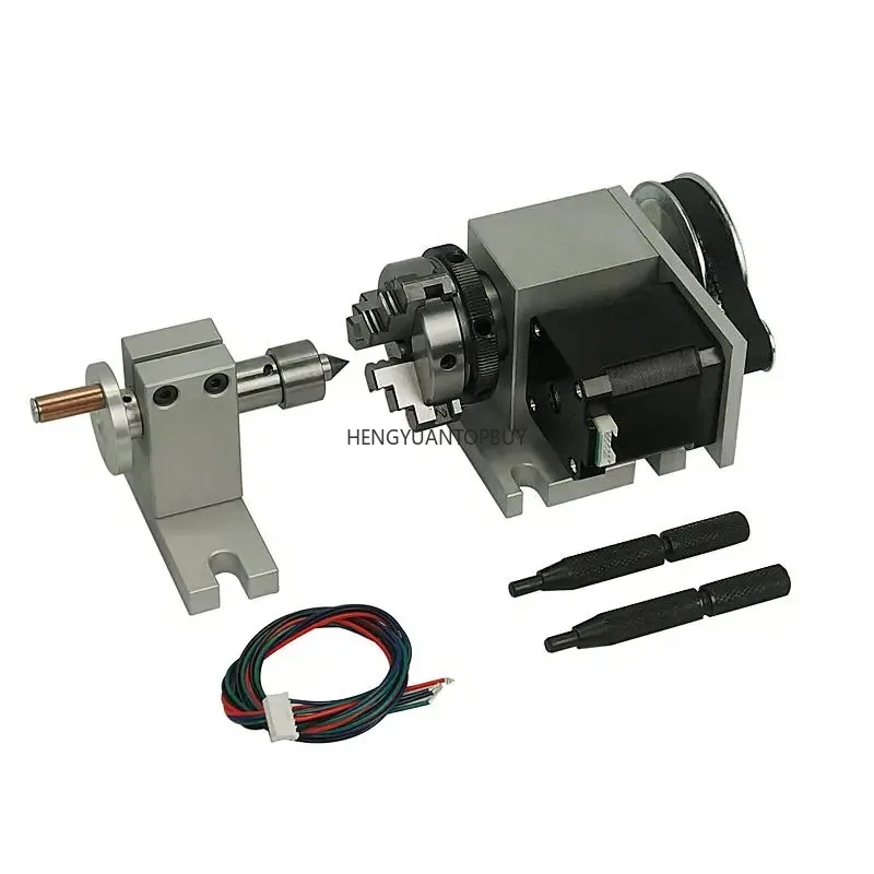 Jaw Chuck Rotary Tailstock and 4th Axis Rotary Axis With Chuck 50mm for Router Engraving and Milling Machine