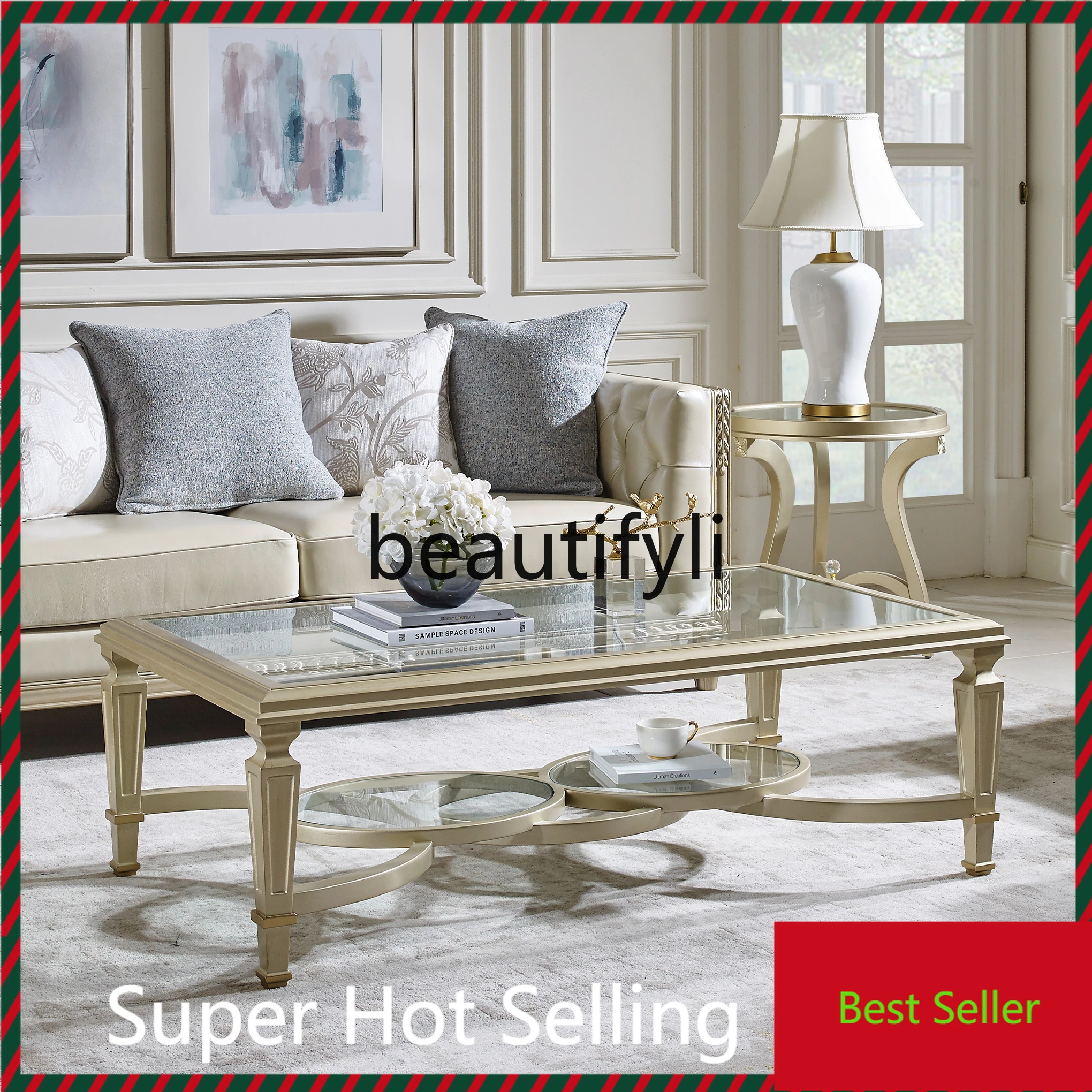 

Wei Shili American light luxury solid wood coffee table G1218