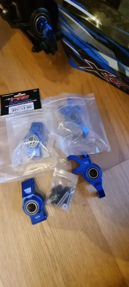 GPM 7075Alu Front Steering Blocks & Rear Hubs Oversize Bearing TRAXXAS Mini Maxx Parts & Accs