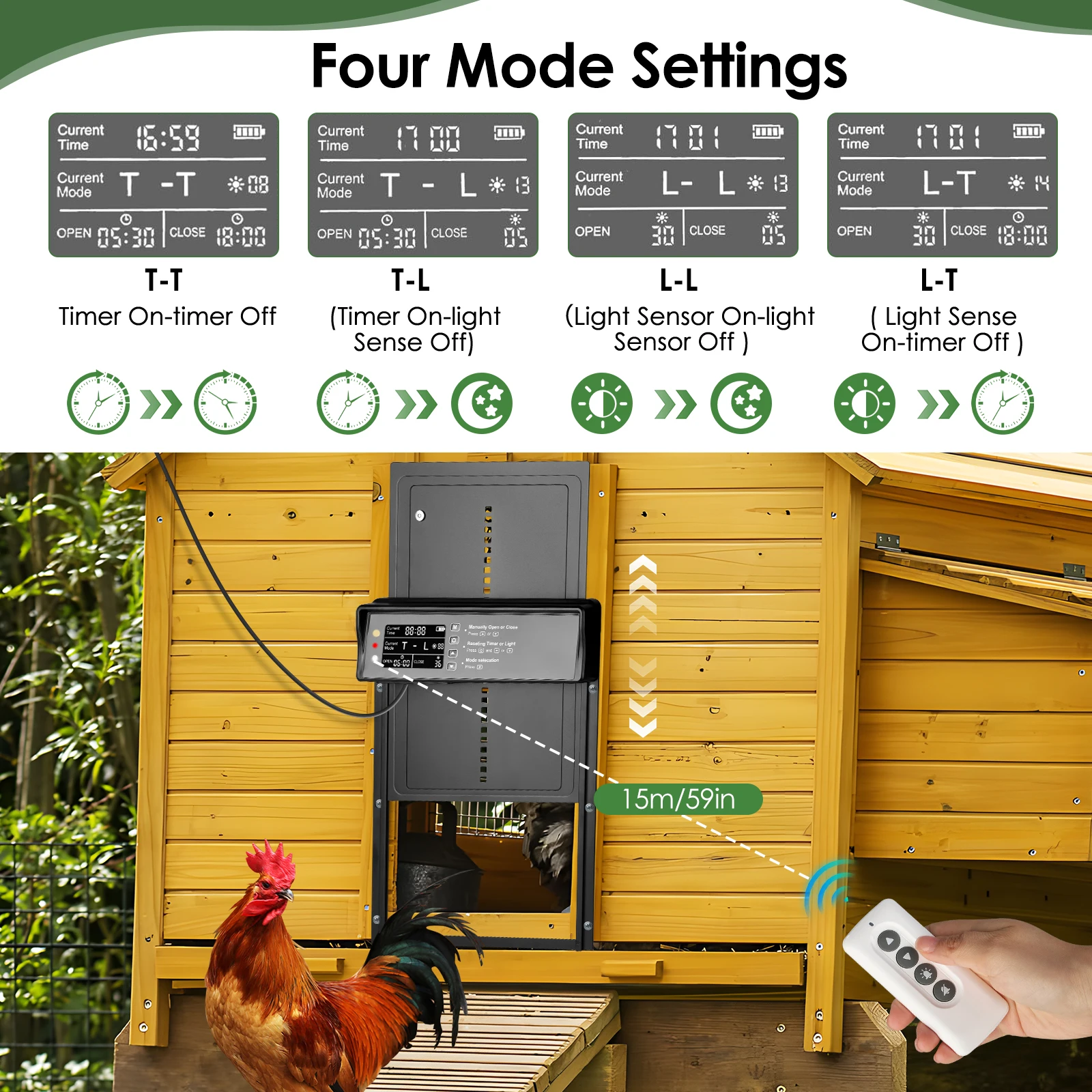 Automatic Chicken Coop Door, Solar Light Sensor, Chicken Coop Door With Timer And Remote Control For Chicken Coop Farm Equipment