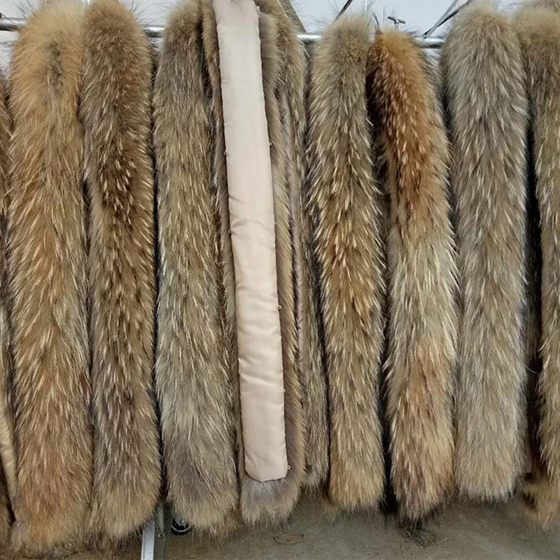 50cm 70cm 75cm 80cm 90cm Natural Mink Fur Collar DIY Apparel Sewing Fluffy Trimming Fabric for Children\'s Fur Collar Decoration