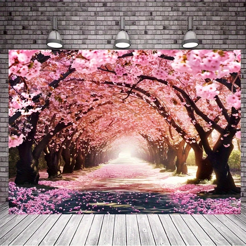 Cherry Blossom Tunnel Wall Art Canvas Print Spring Flower Path Home Decor Japanese Garden Landscape Nature Photography Living