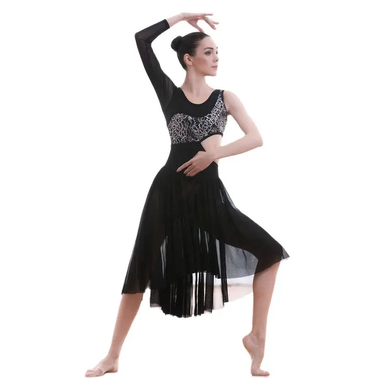 

18589 New arrival Black mesh and lace bodice ballet dress contemporary & Lyrical dress Dance Costumes