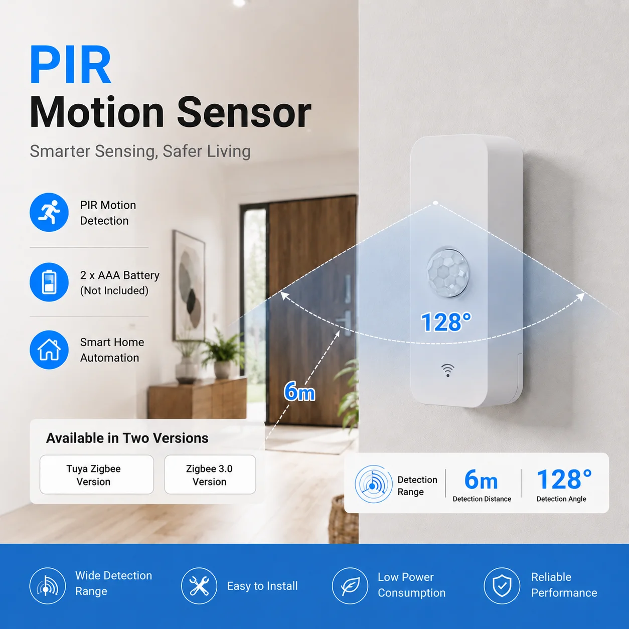 Zigbee PIR Motion Smart Sensor – Supports Alexa, Yandex, Zigbee2MQTT, Zigbee Home Automation (ZHA), and Home Assistant