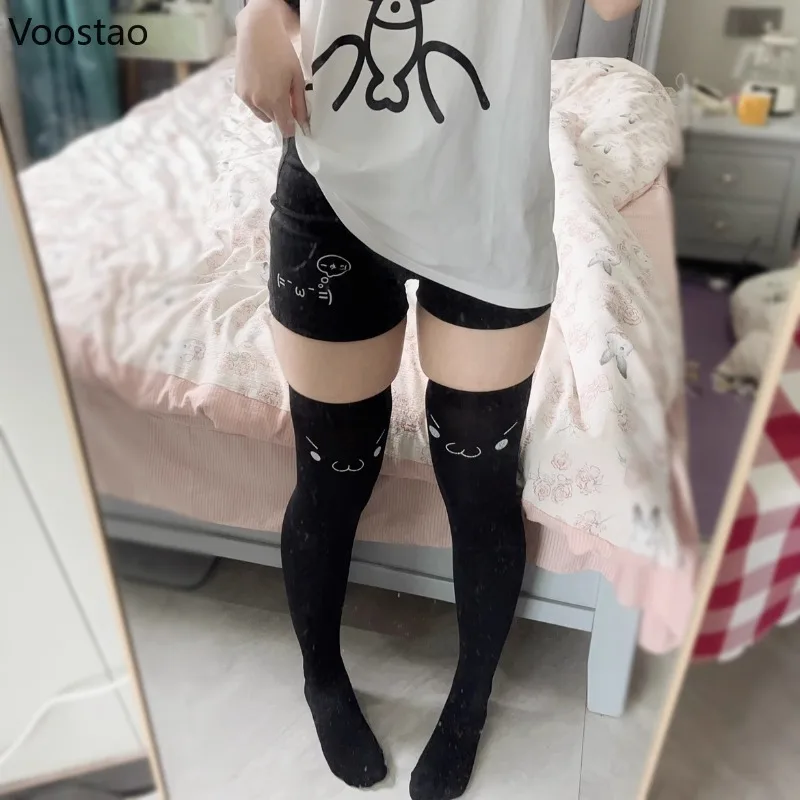 Short en coton Harajuku japonais pour femmes, pantalon court noir imprimé mignon, mode coréenne Kawaii, bas Y2K, été 2024