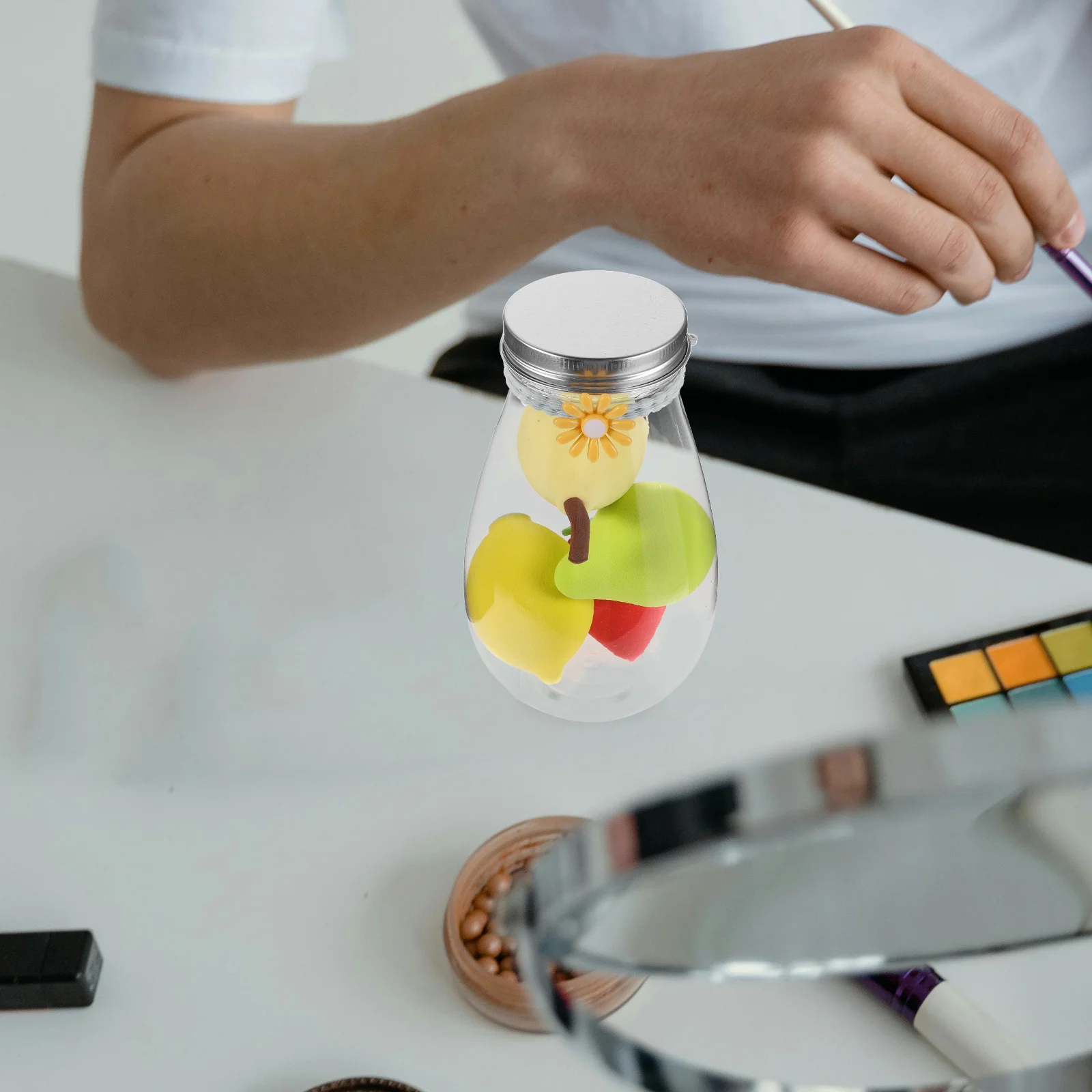 4 قطعة مجموعة إسفنجة ماكياج لينة شكل الفاكهة خلاط نفخة الجافة الرطب استخدام الأساس المخفي مسحوق أداة الإسفنج