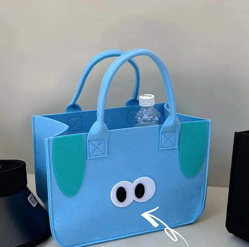 Bolso de mano de fieltro personalizado y Simple, bolsa de regalo de fieltro, cesta de almacenamiento portátil de dibujos animados, Lindo bolso de