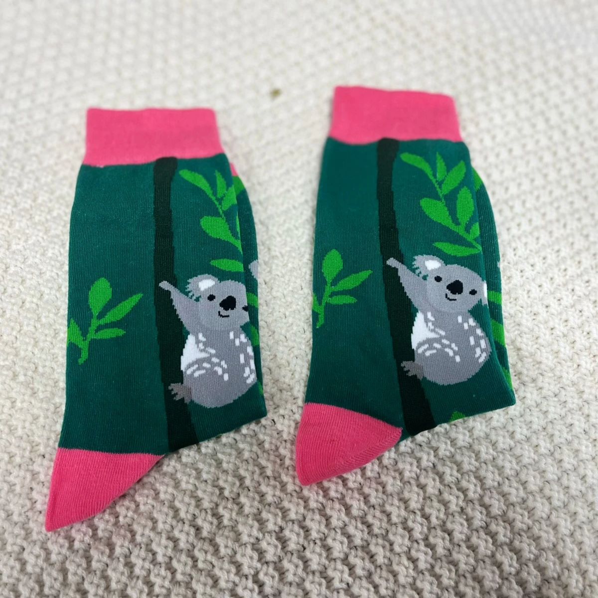 1 Pair Womens Cute Cotton Koala Pattern Novelty Mid Tube Socks Suit In All Seasons For Daily